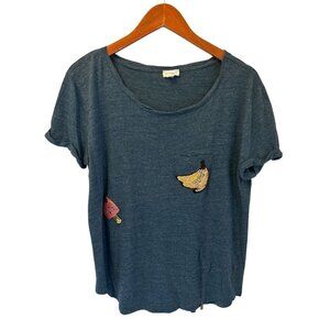 Altermix Blue Short Sleeve T-Shirt With Sequin Banana & Ice Cream Embellishments
